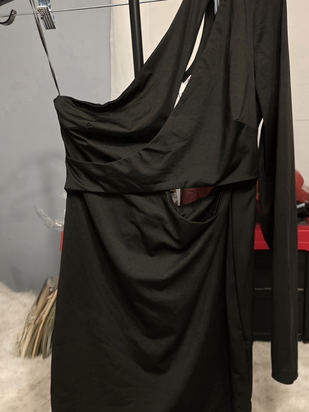 Princess Polly Black One-Shoulder Cutout Dress